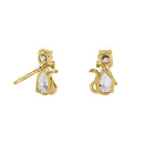 Solid 14K Yellow Gold CZ Kitten Earrings