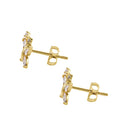 Solid 14K Yellow Gold CZ Butterfly Earrings