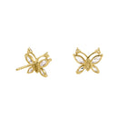 Solid 14K Yellow Gold CZ Butterfly Earrings