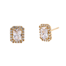 Solid 14K Yellow Gold 8.5 x 6.9mm Radiant Halo CZ Earrings