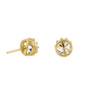 Solid 14K Yellow Gold 5.0mm Round Crown CZ Earrings