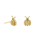 Solid 14K Yellow Gold Dainty Ladybug CZ Earrings