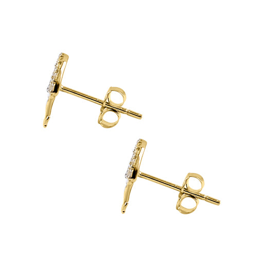 Solid 14K Yellow Gold Jellyfish CZ Earrings