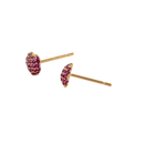 Solid 14K Yellow Gold Bubbly Heart Ruby CZ Earrings