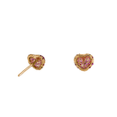 Solid 14K Yellow Gold Bubbly Heart Ruby CZ Earrings