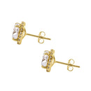 Solid 14K Yellow Gold 8.25mm Cushion Halo CZ Earrings
