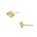 Solid 14K Yellow Gold Planet CZ Earrings