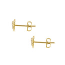 Solid 14K Yellow Gold Planet CZ Earrings