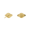 Solid 14K Yellow Gold Planet CZ Earrings