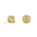 Solid 14K Yellow Gold 8.0mm Round Halo Cathedral CZ Earrings