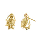 Solid 14K Yellow Gold Turtle Ruby CZ Earrings
