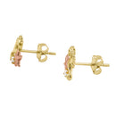 Solid 14K Yellow Gold Muti-Tone Seahorse and Starfish CZ Earrings