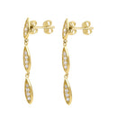 Solid 14K Yellow Gold Elegant Drop Dangle CZ Earrings