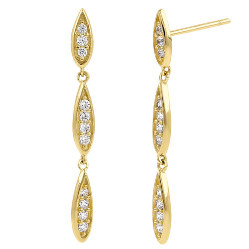 Solid 14K Yellow Gold Elegant Drop Dangle CZ Earrings