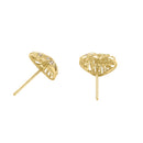 Solid 14K Yellow Gold Elegant Modern Heart CZ Earrings