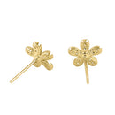 Solid 14K Yellow Gold Dainty Flower CZ Earrings