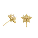 Solid 14K Yellow Gold Dainty Star CZ Earrings