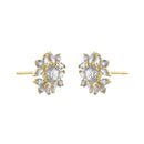 Solid 14K Gold Dazzling Snowflake CZ Earrings