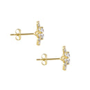 Solid 14K Gold Dazzling Snowflake CZ Earrings