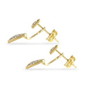 Solid 14K Gold Hearts and Bar Dangle CZ Earrings