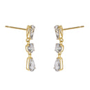 Solid 14K Gold Pear and Round CZ Dangle Earrings