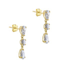 Solid 14K Gold Pear and Round CZ Dangle Earrings