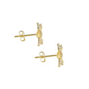 Solid 14K Gold 6-Petal Flower CZ Earrings