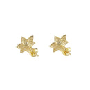 Solid 14K Gold 6-Petal Flower CZ Earrings