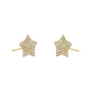 Solid 14K Gold Star CZ Earrings