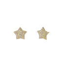 Solid 14K Gold Star CZ Earrings