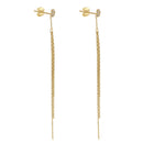 Solid 14K Gold Chain Drop CZ Earrings