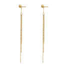 Solid 14K Gold Chain Drop CZ Earrings