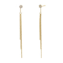 Solid 14K Gold Chain Drop CZ Earrings