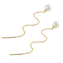 Solid 14K Gold Pearl Threader Earrings