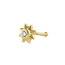 Solid 14K Gold Sun CZ Nose Stud