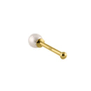 Solid 14K Gold 3.0mm Pearl Nose Stud