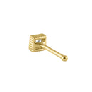 Solid 14K Gold 2.0mm Princess CZ Nose Stud