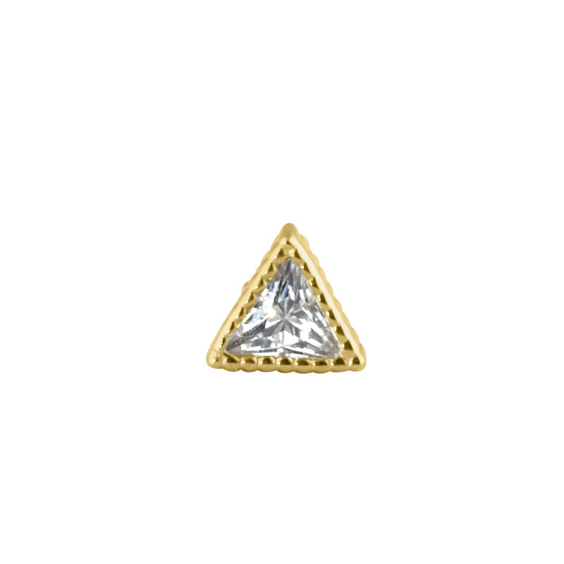 Solid 14K Gold 2.5mm Triangle CZ Nose Stud