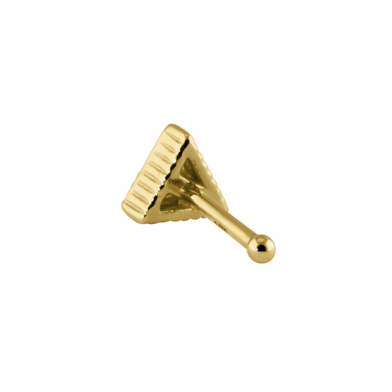 Solid 14K Gold 2.5mm Triangle CZ Nose Stud