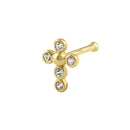 Solid 14K Gold Dotted Cross Nose Ring
