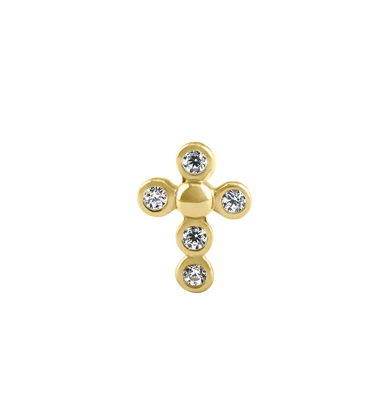 Solid 14K Gold Dotted Cross Nose Ring