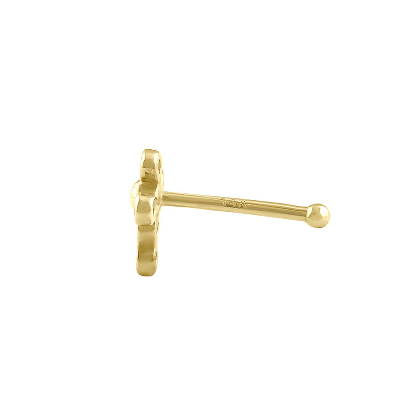 Solid 14K Gold Dotted Cross Nose Ring