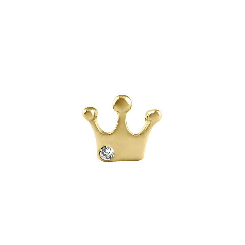Solid 14K Gold Crown with Stone Nose Ring