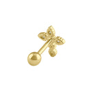Solid 14K Gold Dotted Cross Belly Button Ring