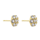 Solid 14K Gold CZ Cluster Stud Earrings