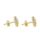 Solid 14K Gold CZ Cluster Stud Earrings