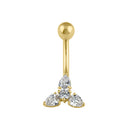 Solid 14K Gold CZ Star Belly Button Ring
