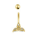 Solid 14K Gold CZ Star Belly Button Ring