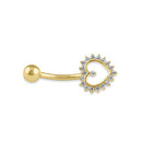 Solid 14K Gold Open Heart CZ Belly Button Ring