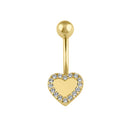 Solid 14K Gold Heart Halo CZ Belly Button Ring